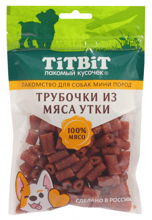 TiTBiT трубочки для собак мини пород (Утка, 100 г.)