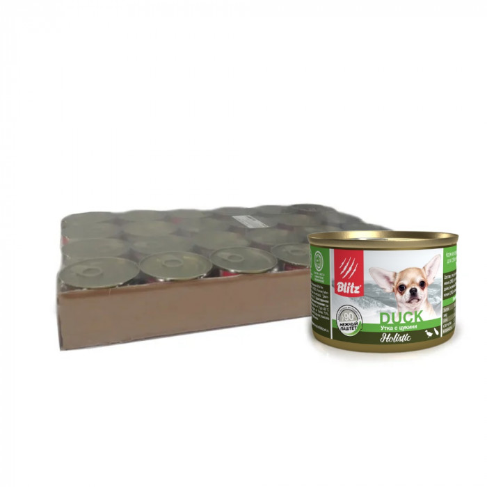 Blitz Sensitive консервы для собак мелких пород (Утка и цукини, 200 г. упаковка 24 шт)