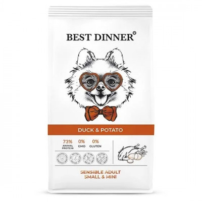 Best Dinner Sensible Adult Mini сухой корм для собак мелких пород с чувствительным пищеварением (Утка и картофель, 3 кг.)