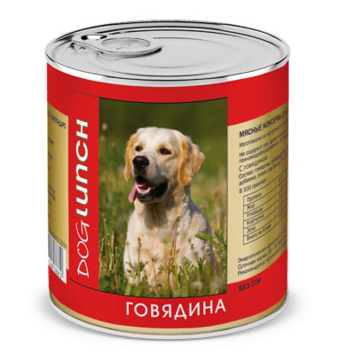 Дог Ланч консервы для собак (Говядина, 750 г.)