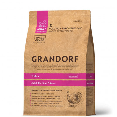 Grandorf Adult Medium &amp; Maxi корм для взрослых собак средних и крупных пород (Индейка, 10 кг.)