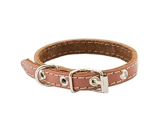 HOMEPET ошейник для собак кожаный простой двойной простроченный двухслойный (49-61 см., Коричневый)