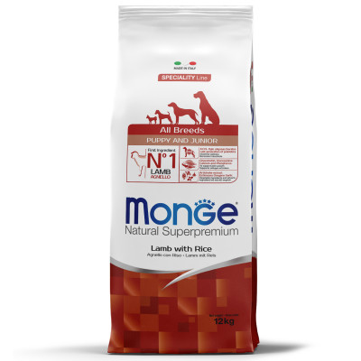 Monge Dog Speciality Puppy &amp; Junior для щенков всех пород (Ягненок и рис, 12 кг.)
