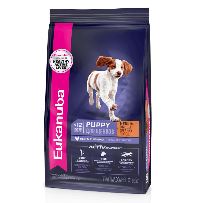 Eukanuba Dog для щенков средних пород (Курица, 15 кг.)