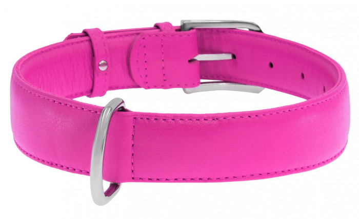 Collar ошейник кожаный Waudog Glamour без украшений (18-21 см., Розовый)