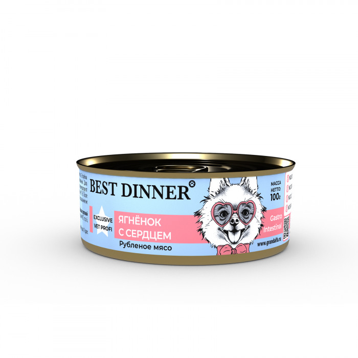 Best Dinner Vet Profi Gastro Intestinal консервы для взрослых собак профилактика болезней ЖКТ (Ягненок и сердце, 100 г.)