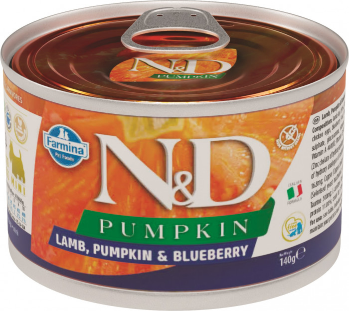 Farmina N&D Dog Pumpkin Adult Mini консервы для взрослых собак мелких пород (Ягненок, тыква и черника, 140 г.)