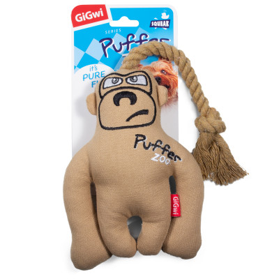 GiGwi Puffer Zoo игрушка для собак обезьяна с пищалкой и веревкой (31 см.)