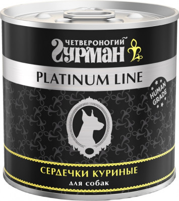 Четвероногий гурман "Platinum" консервы для собак (в желе) (Сердечки куриные, 240 г.)