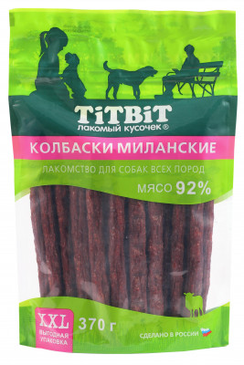 TiTBiT колбаски Миланские для собак всех пород (Баранина, 370 г.)