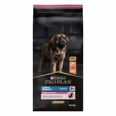 Pro Plan Large Adult Robust для крупных собак мощного телосложения с чувствительной кожей (Лосось, 14 кг.)