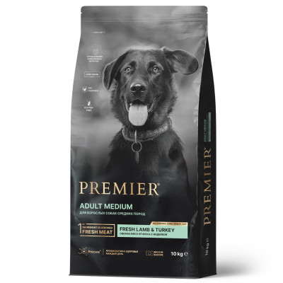 Premier Dog Adult Medium сухой корм для взрослых собак средний пород (Ягненок и индейка, 10 кг.)