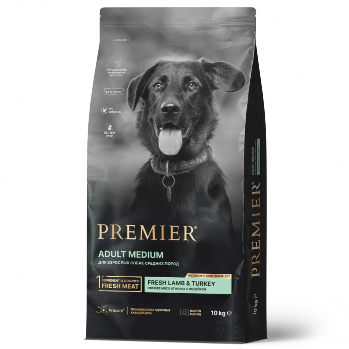 Premier Dog Adult Medium сухой корм для взрослых собак средний пород (Ягненок и индейка, 10 кг.)