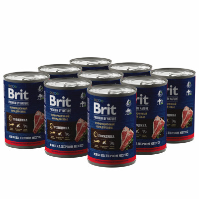 Brit Premium by Nature консервы для взрослых собак всех пород (Говядина, 410 г. упаковка 9 шт)