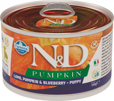 Farmina N&amp;D Dog Pumpkin Puppy Mini консервы для щенков мелких пород (Ягненок, тыква и черника, 140 г.)