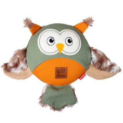 GiGwi Catch &amp; Fetch Eco игрушка для собак сова с большой пищалкой (31 см.)