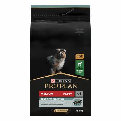 Pro Plan Medium Puppy Sensitive Digestion для щенков средних пород с чувствительным пищеварением (Ягненок, 1,5 кг.)