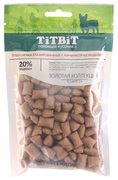 TiTBiT Золотая коллекция подушечки глазированные с начинкой для собак (Индейка, 100 г.)