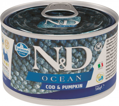 Farmina N&amp;D Dog Ocean Adult Mini консервы для взрослых собак мелких пород (Треска и тыква, 140 г.)