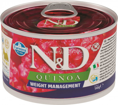 Farmina N&amp;D Dog Quinoa Wet Food Weight Management Mini консервы для собак для контроля веса (Ягненок, 140 г.)