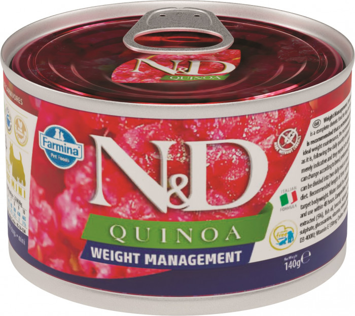 Farmina N&D Dog Quinoa Wet Food Weight Management Mini консервы для собак для контроля веса (Ягненок, 140 г.)