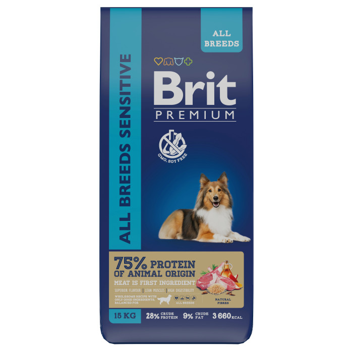 Brit Premium Dog Sensitive сухой корм для собак с чувствительным пищеварением (Ягненок, 15 кг.)