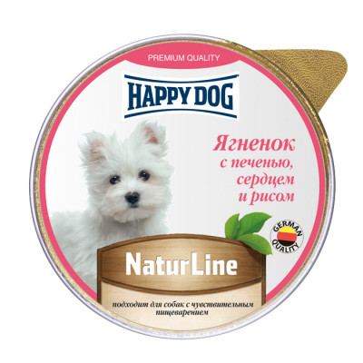 Happy Dog NaturLine консервы для собак (паштет) (Ягненок с печенью, сердцем и рисом, 125 г.)