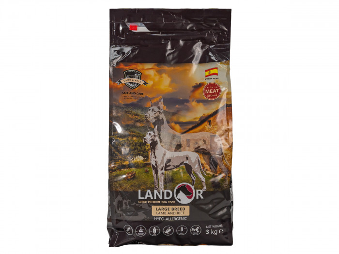 Landor Adult Large Breed Dog сухой корм для взрослых собак крупных пород (Ягненок и рис, 3 кг.)