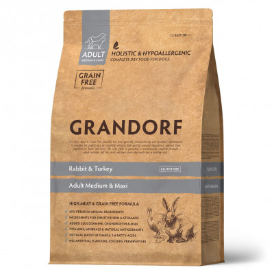 Grandorf Rabbit &amp; Turkey корм для взрослых собак средних и крупных пород (Кролик и индейка, 3 кг.)