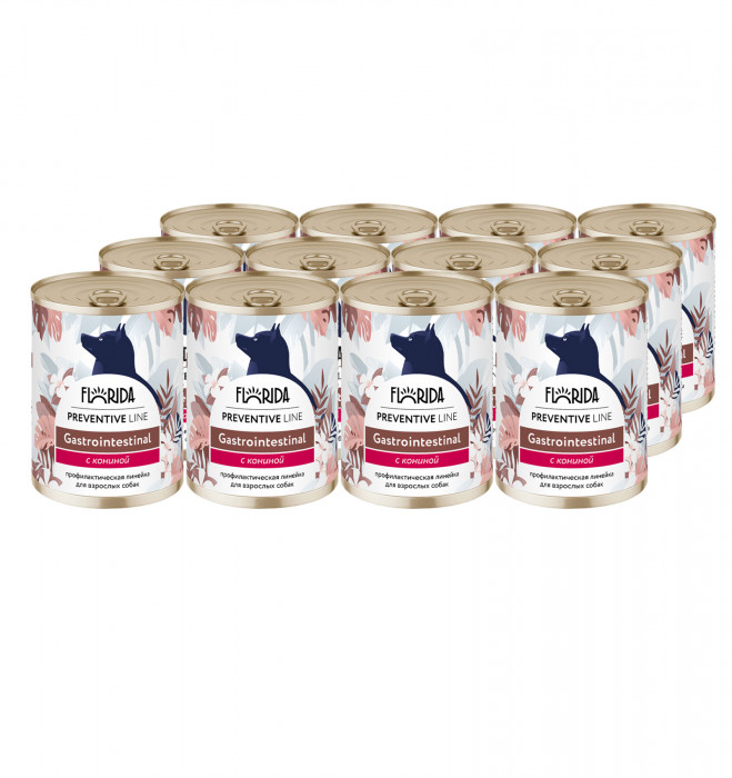 Florida Preventive Line Gastrointestinal консервы для собак при расстройствах пищеварения (Конина, 340 г. упаковка 12 шт)