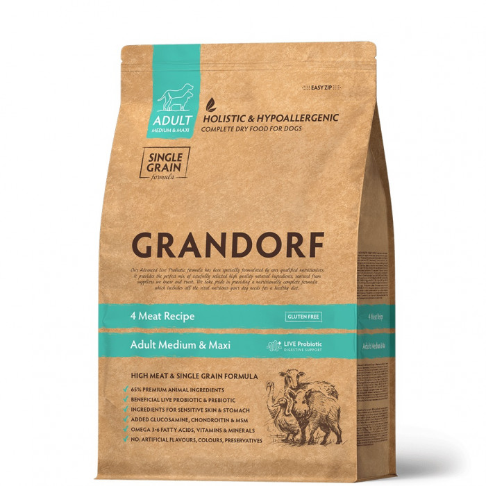 Grandorf 4 Meat & Rice Adult корм для взрослых собак средних и крупных пород (Мясное ассорти, 1 кг.)