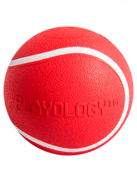 Playology Squeaky Chew Ball жевательный мяч с пищалкой и с ароматом говядины (6 см., Красный)