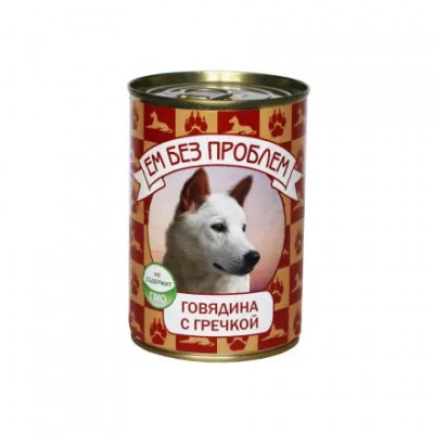 Ем без проблем консервы для собак (паштет) (Говядина и гречка, 410 г.)