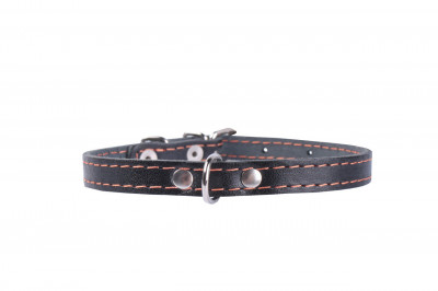 Collar ошейник кожаный одинарный (27-35 см., Черный)