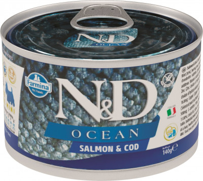 Farmina N&amp;D Dog Ocean Adult Mini консервы для взрослых собак мелких пород (Лосось и треска, 140 г.)