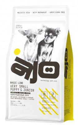 AJO Very Small Puppy &amp; Junior полнорационный корм для щенков миниатюрных пород (Индейка, 1,5 кг.)
