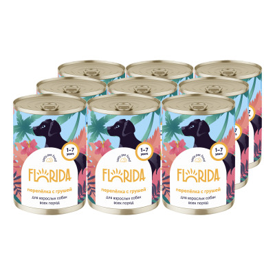 Florida консервы для собак (Перепелка и груша, 400 г. упаковка 9 шт)