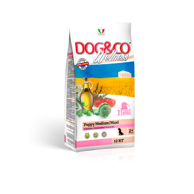 Wellness Dog&amp;Co Puppy Medium/Maxi корм для щенков средних и крупных пород (Курица и рис, 12 кг.)