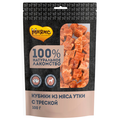 Мнямс лакомство для собак кубики из мяса утки c треской (Утка и треска, 100 г.)