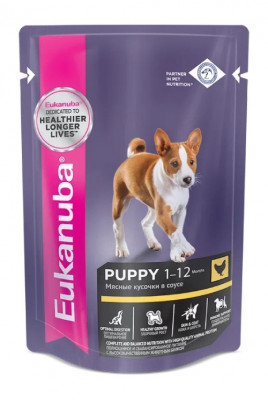 Eukanuba Dog пауч для щенков (кусочки в соусе) (Курица, 85 г.)