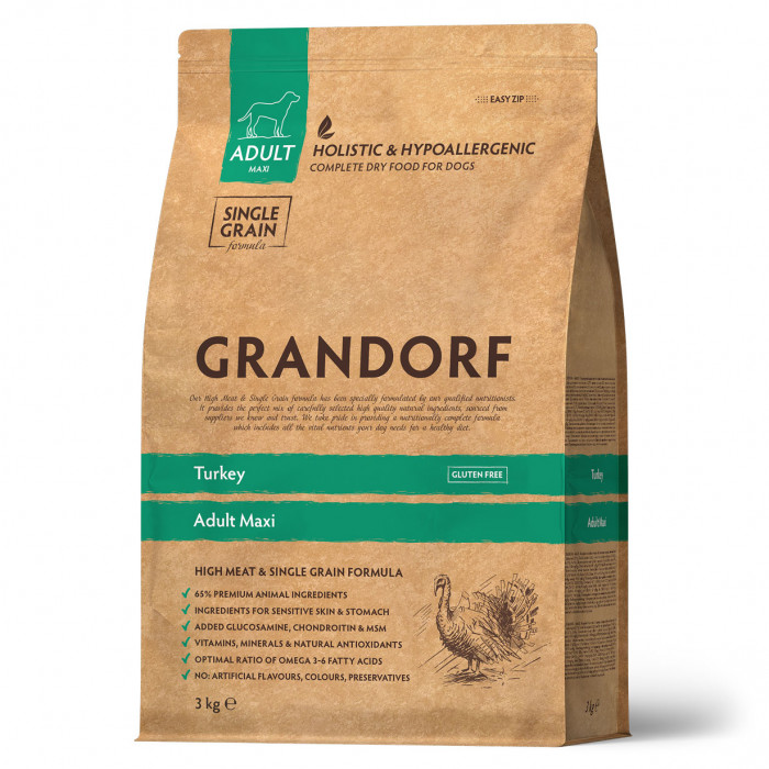 Grandorf Maxi корм для взрослых собак крупных пород (Индейка, 3 кг.)