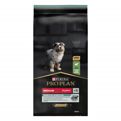 Pro Plan Medium Puppy Sensitive Digestion для щенков средних пород с чувствительным пищеварением (Ягненок, 12 кг.)