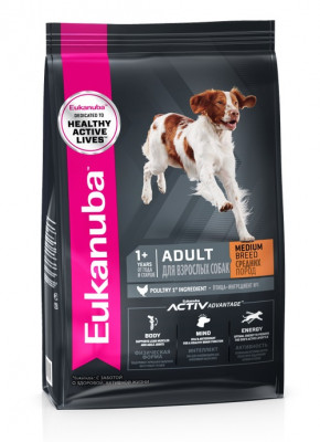 Eukanuba Dog для взрослых собак средних пород (Курица, 15 кг.)