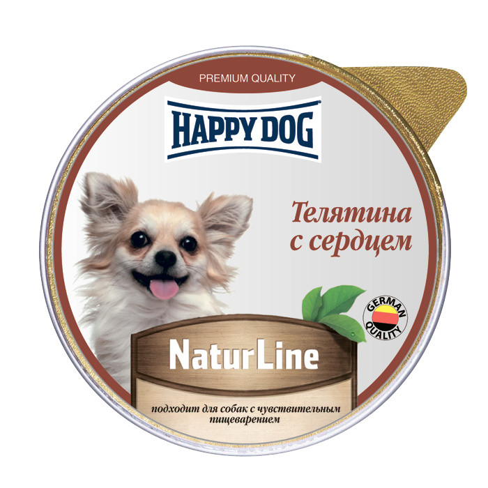 Happy Dog NaturLine консервы для собак (паштет) (Телятина и сердце, 125 г.)