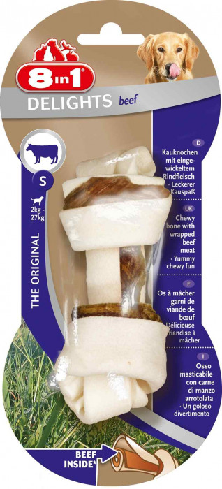 8in1 Delights Beef S косточка с говядиной для мелких и средних собак (11 см.) (Говядина, 1 шт.)