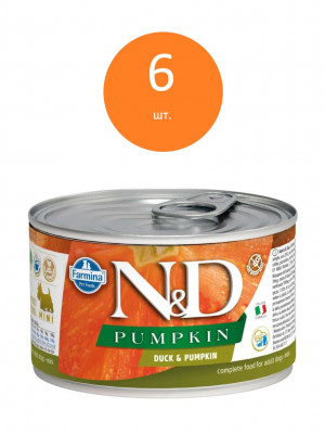 Farmina N&amp;D Dog Pumpkin Adult Mini консервы для взрослых собак мелких пород (Утка и тыква, 140 г. упаковка 6 шт)