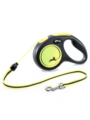 Flexi рулетка Neon New Classic для собак до 20 кг светоотражающий (5 м трос) (M)