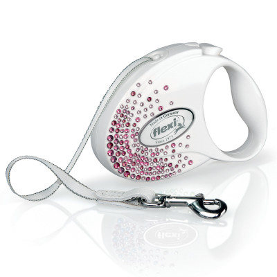 Flexi рулетка Glam Splash Pink для собак до 12 кг (3 м лента) (S, Белый)