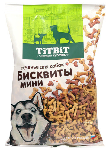 TiTBiT печенье для собак Бисквиты мини (Утка, говядина, баранина, 500 г.)