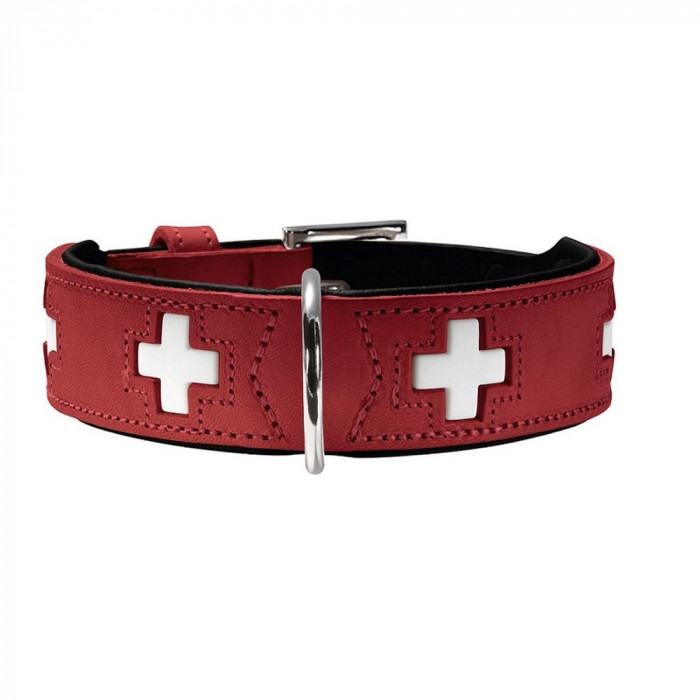 Hunter ошейник кожаный Swiss (51 - 58,5 см., Красный)